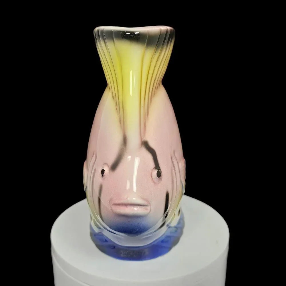 Vintage 80s Sarsaparilla Deco Designs Angel Fish Vase Style 885 Sealife Nautical